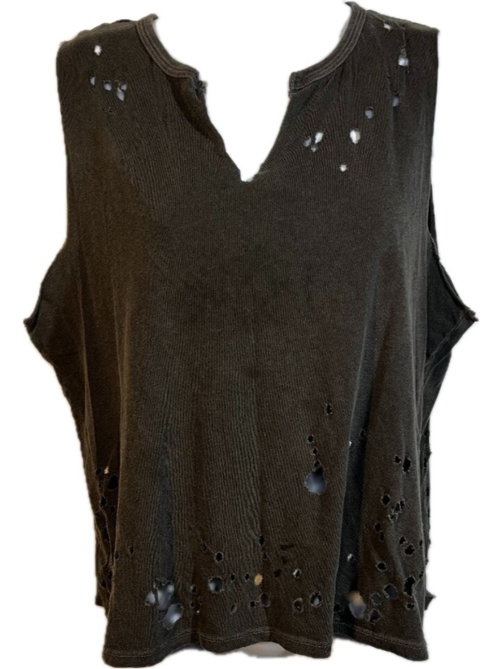 Gilded Intent V Neck Holes Tank Top Size Large
